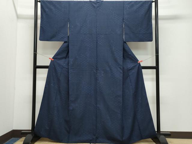 平和屋着物●上質な紬　本型絵染　吉祥花文　正絹　逸品　CAAZ1124vf