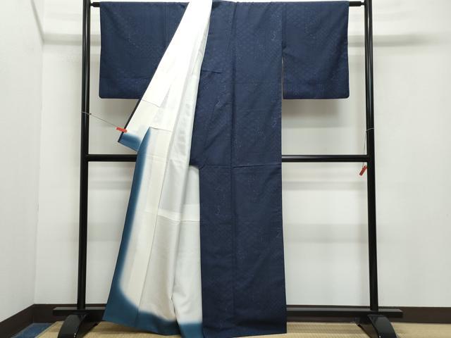 平和屋着物●上質な紬　本型絵染　吉祥花文　正絹　逸品　CAAZ1124vf