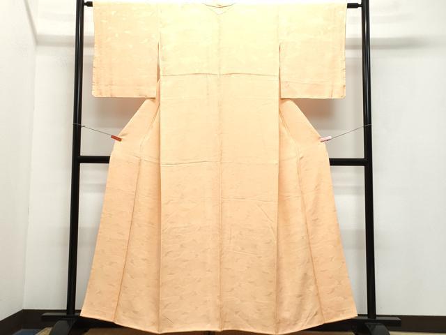平和屋着物●上質な色無地　雲重ね草花地紋　深支子色　正絹　逸品　CAAZ1125vf