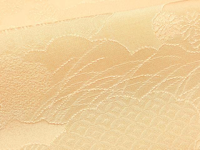 平和屋着物●上質な色無地　雲重ね草花地紋　深支子色　正絹　逸品　CAAZ1125vf