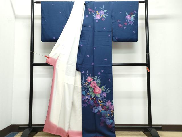 平和屋着物●中嶋まさひろ 蝋彩染作家　訪問着　手描き　草花文　正絹　逸品　CAAZ1133vf