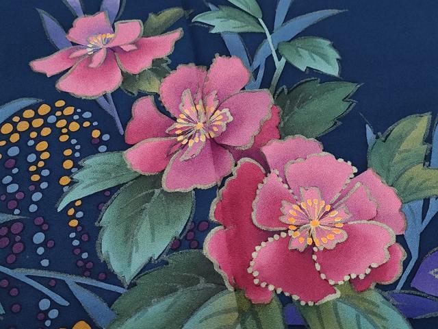 平和屋着物●中嶋まさひろ 蝋彩染作家　訪問着　手描き　草花文　正絹　逸品　CAAZ1133vf