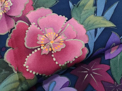 平和屋着物●中嶋まさひろ 蝋彩染作家　訪問着　手描き　草花文　正絹　逸品　CAAZ1133vf