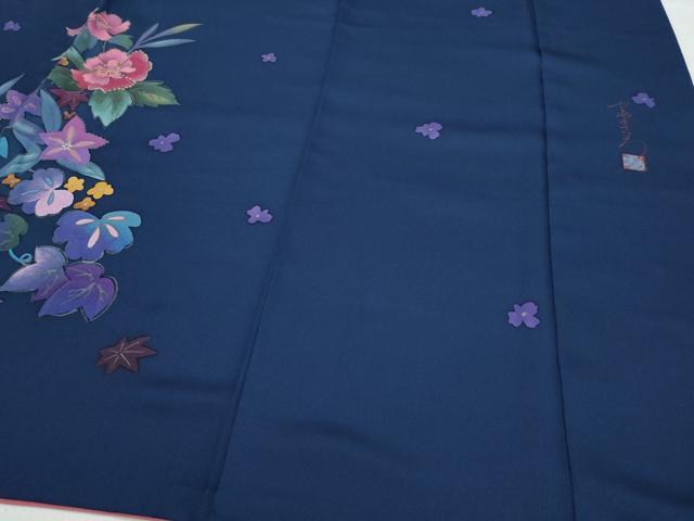 平和屋着物●中嶋まさひろ 蝋彩染作家　訪問着　手描き　草花文　正絹　逸品　CAAZ1133vf