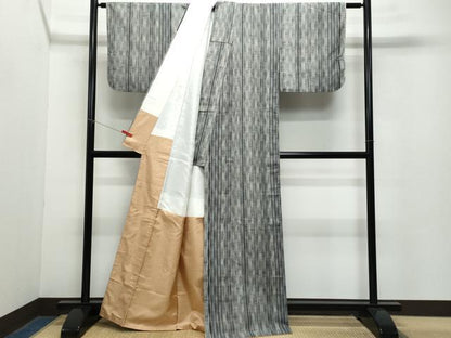 平和屋着物●上質な紬　よろけ縞　正絹　逸品　CAAZ1138vf