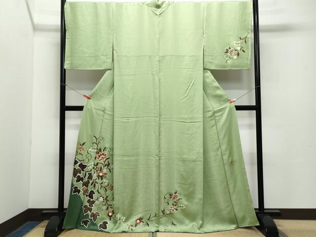 平和屋着物●染織作家 染織デザイナー 大島明 訪問着 更紗花唐草文 金銀彩 正絹 逸品 CAAZ1175vf