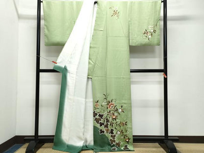 平和屋着物●染織作家 染織デザイナー 大島明 訪問着 更紗花唐草文 金銀彩 正絹 逸品 CAAZ1175vf