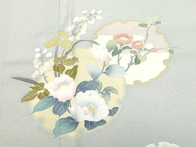 平和屋着物●訪問着 友禅 雪輪草花文 正絹 逸品 CAAZ1187vf