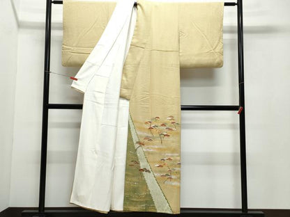 平和屋着物●豪華色留袖 駒刺繍 松 金彩 正絹 逸品 CAAZ1200vf