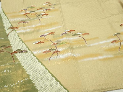 平和屋着物●豪華色留袖 駒刺繍 松 金彩 正絹 逸品 CAAZ1200vf