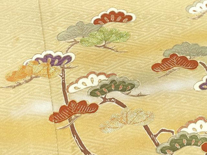 平和屋着物●豪華色留袖 駒刺繍 松 金彩 正絹 逸品 CAAZ1200vf