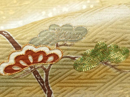 平和屋着物●豪華色留袖 駒刺繍 松 金彩 正絹 逸品 CAAZ1200vf