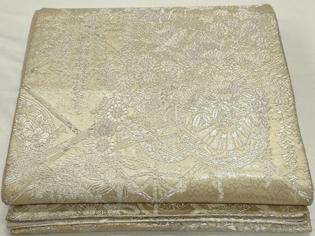 平和屋着物◎六通柄袋帯　唐織　花車文　銀糸　正絹　逸品　CAAZ1202ou