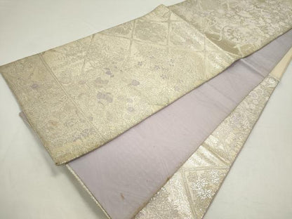 平和屋着物◎六通柄袋帯　唐織　花車文　銀糸　正絹　逸品　CAAZ1202ou