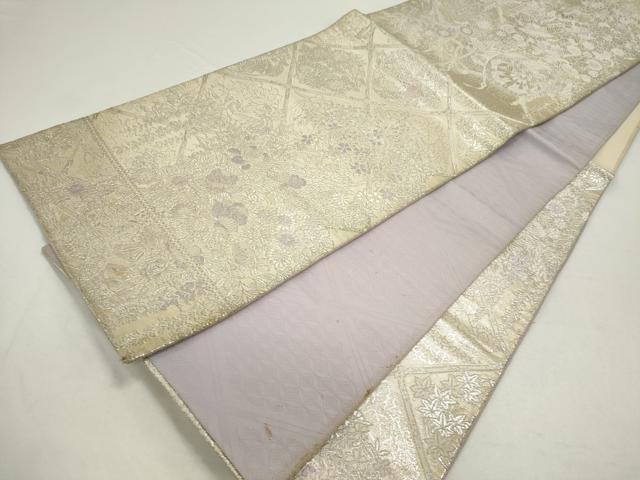 平和屋着物◎六通柄袋帯　唐織　花車文　銀糸　正絹　逸品　CAAZ1202ou