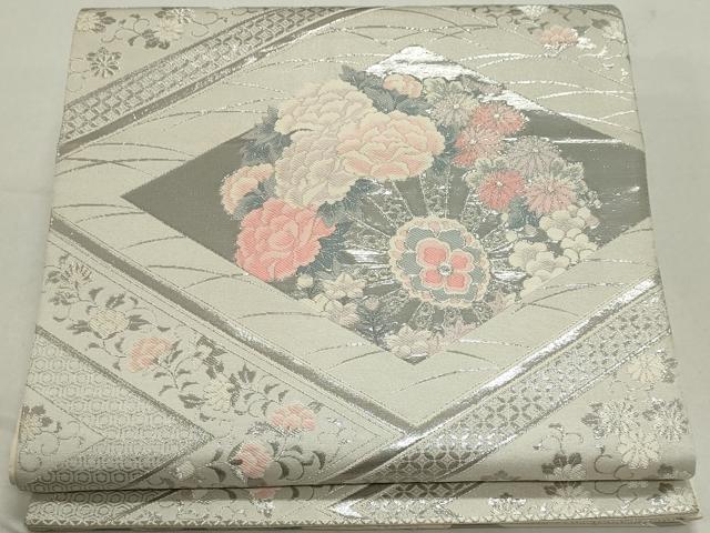 平和屋着物◎六通柄袋帯　唐織　菱花文　錦織プラチナ箔　正絹　逸品　CAAZ1207ou