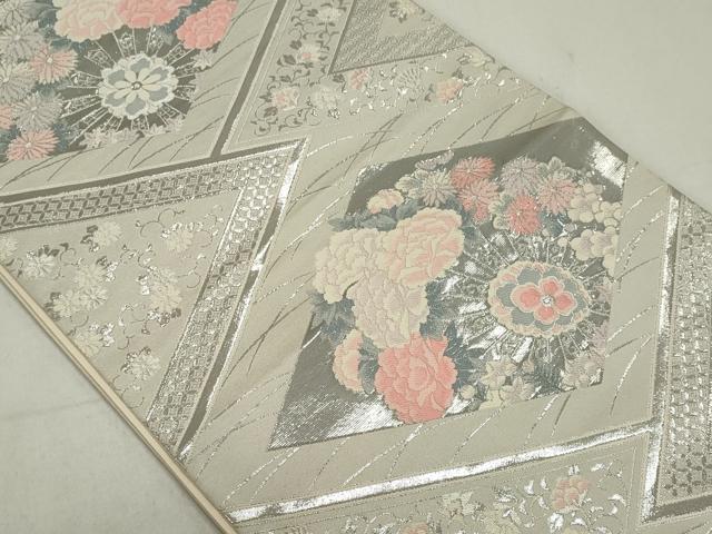 平和屋着物◎六通柄袋帯　唐織　菱花文　錦織プラチナ箔　正絹　逸品　CAAZ1207ou