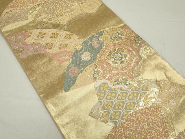 平和屋着物◎六通柄袋帯　唐織　地紙有職文　金糸　正絹　逸品　CAAZ1209ou