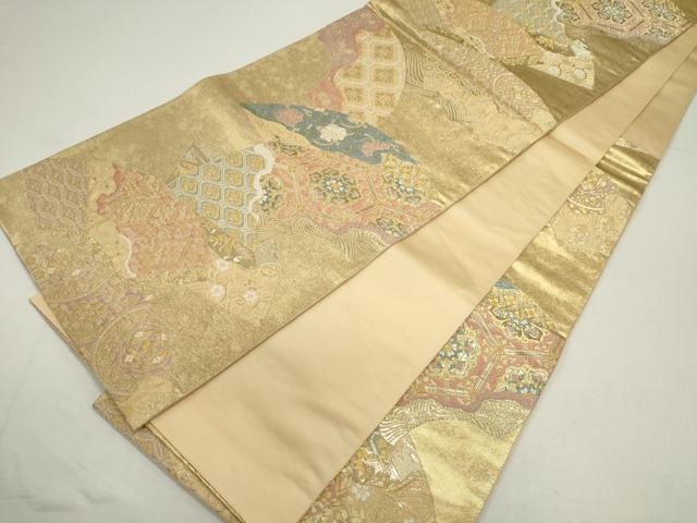 平和屋着物◎六通柄袋帯　唐織　地紙有職文　金糸　正絹　逸品　CAAZ1209ou