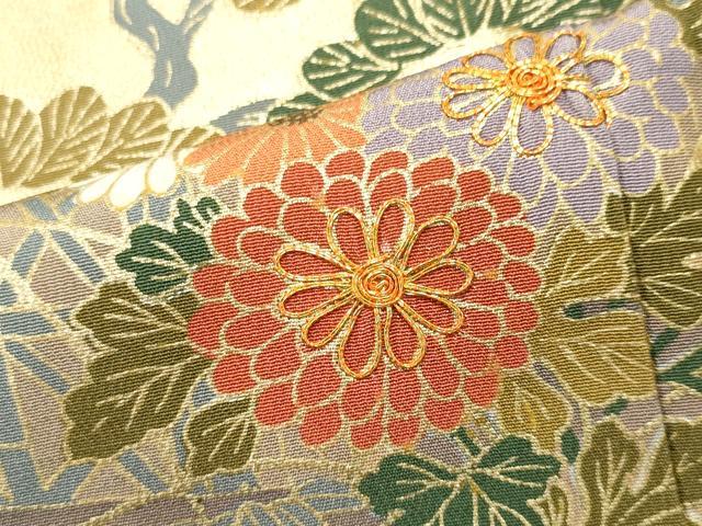 平和屋着物■豪華黒留袖 駒刺繍 飛鶴風景花文 金彩 正絹 逸品 CAAZ1322ou