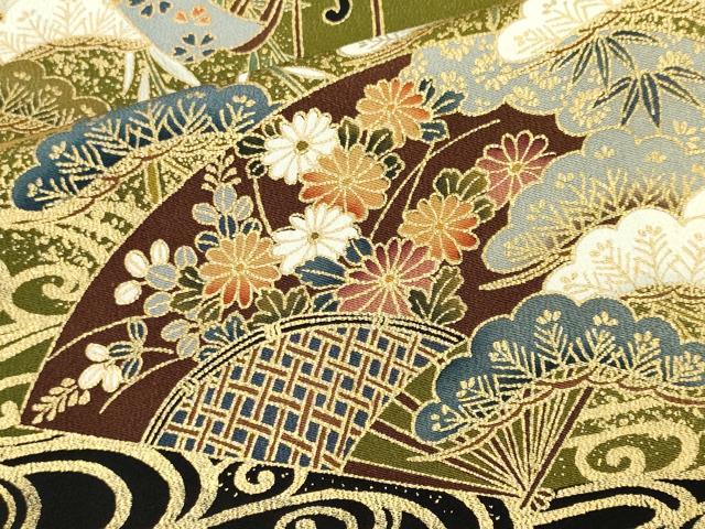 平和屋着物■豪華黒留袖 駒刺繍 流水御所車松文 金彩 正絹 逸品 CAAZ1397ou