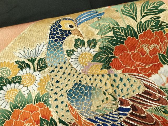 平和屋着物■豪華黒留袖　孔雀花文　正絹　逸品　CAAZ1430ou