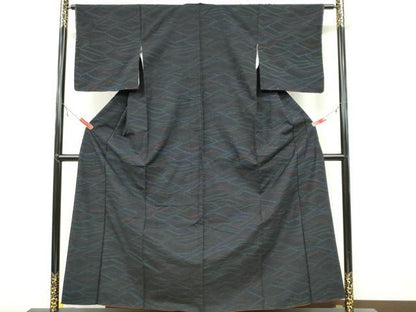 平和屋着物■上質な紬 幾何学文様 正絹 逸品 CAAZ1433ou