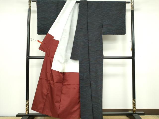 平和屋着物■上質な紬 幾何学文様 正絹 逸品 CAAZ1433ou