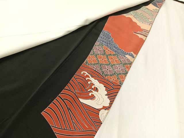 平和屋着物■豪華黒留袖　作家物　雲取り色紙御所車花文　金彩　正絹　逸品　CAAZ2145vp