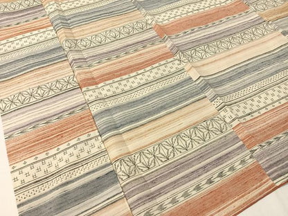 平和屋着物■上質な紬　横段吉祥文　正絹　逸品　CAAZ2267vp