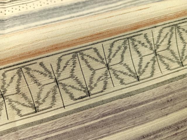 平和屋着物■上質な紬　横段吉祥文　正絹　逸品　CAAZ2267vp