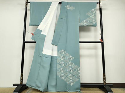 平和屋着物●訪問着 友禅 菱松文 正絹 逸品 CAAZ2421ut