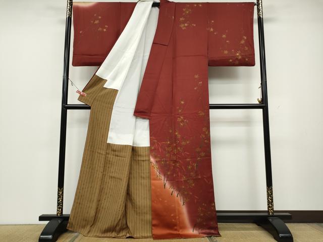 平和屋着物●訪問着　流水枝花文　暈し染め　金彩　正絹　逸品　CAAZ2422ut