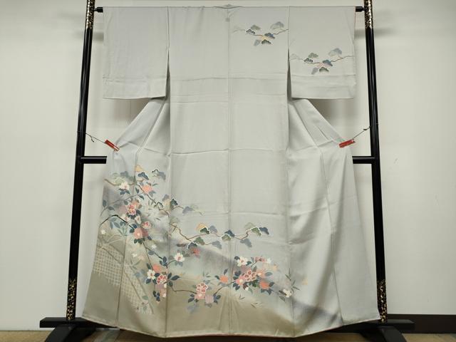 平和屋着物●訪問着 友禅 枝花文 暈し染め 正絹 逸品 CAAZ2423ut