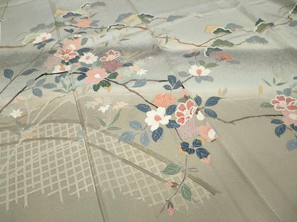 平和屋着物●訪問着 友禅 枝花文 暈し染め 正絹 逸品 CAAZ2423ut