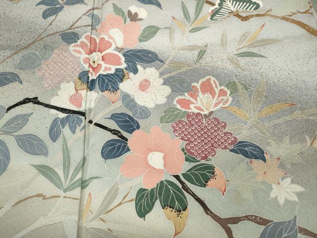 平和屋着物●訪問着 友禅 枝花文 暈し染め 正絹 逸品 CAAZ2423ut