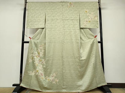 平和屋着物●訪問着　刺繍　枝梅文　金彩　正絹　逸品　CAAZ2424ut