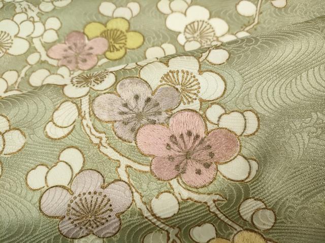 平和屋着物●訪問着　刺繍　枝梅文　金彩　正絹　逸品　CAAZ2424ut