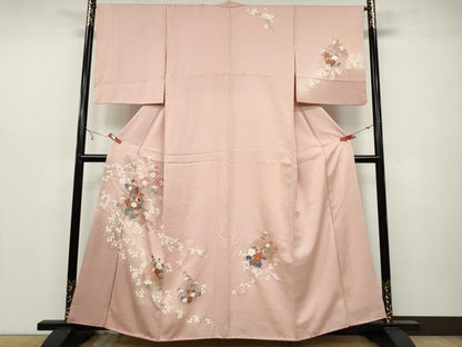 平和屋着物●訪問着　雪輪草花文　暈し染め　金彩　正絹　逸品　CAAZ2429ut