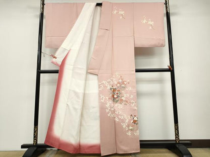 平和屋着物●訪問着　雪輪草花文　暈し染め　金彩　正絹　逸品　CAAZ2429ut