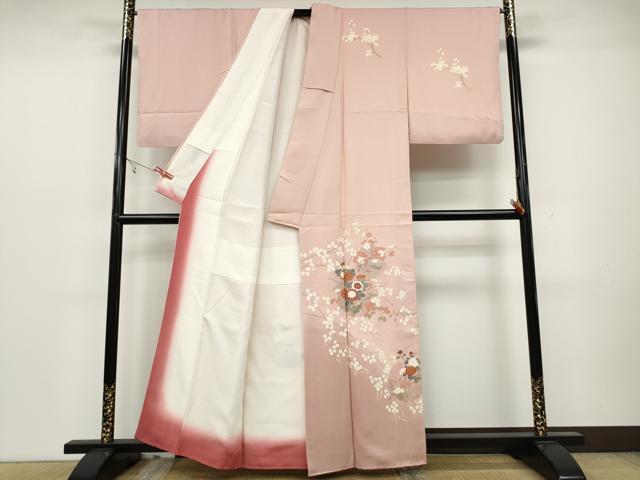 平和屋着物●訪問着　雪輪草花文　暈し染め　金彩　正絹　逸品　CAAZ2429ut