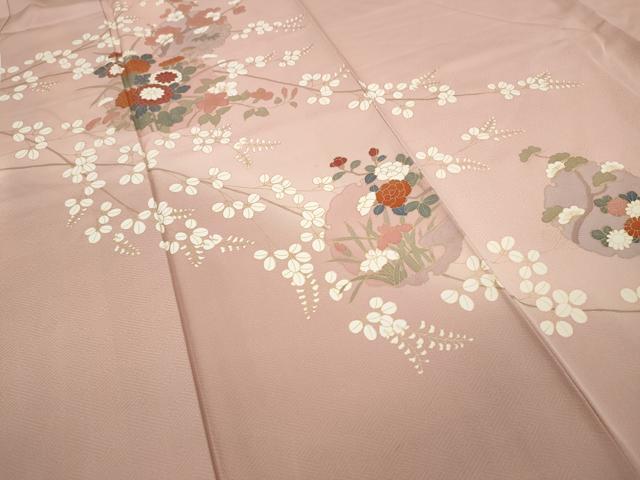 平和屋着物●訪問着　雪輪草花文　暈し染め　金彩　正絹　逸品　CAAZ2429ut