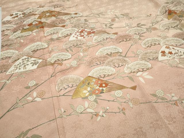平和屋着物●銀座きしや 訪問着 駒刺繍 扇面枝花文 暈し染め 金彩 正絹 逸品 CAAZ2430ut