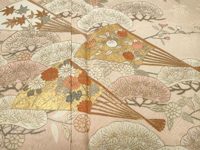 平和屋着物●銀座きしや 訪問着 駒刺繍 扇面枝花文 暈し染め 金彩 正絹 逸品 CAAZ2430ut