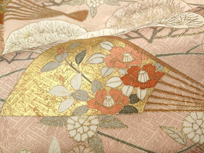 平和屋着物●銀座きしや 訪問着 駒刺繍 扇面枝花文 暈し染め 金彩 正絹 逸品 CAAZ2430ut