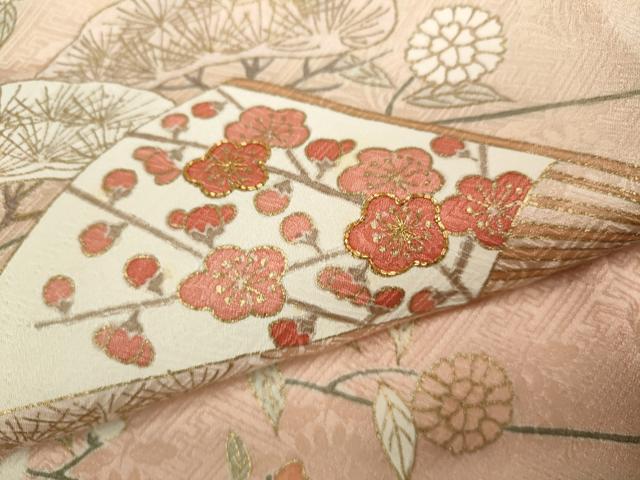 平和屋着物●銀座きしや 訪問着 駒刺繍 扇面枝花文 暈し染め 金彩 正絹 逸品 CAAZ2430ut