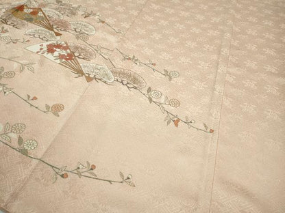 平和屋着物●銀座きしや 訪問着 駒刺繍 扇面枝花文 暈し染め 金彩 正絹 逸品 CAAZ2430ut