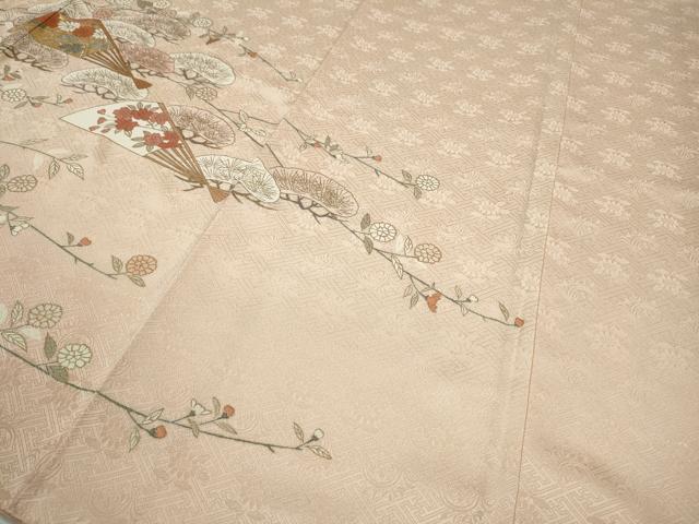 平和屋着物●銀座きしや 訪問着 駒刺繍 扇面枝花文 暈し染め 金彩 正絹 逸品 CAAZ2430ut