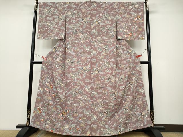 平和屋着物●訪問着 草花尽くし 金彩 鬼しぼ縮緬 正絹 逸品 CAAZ2431ut