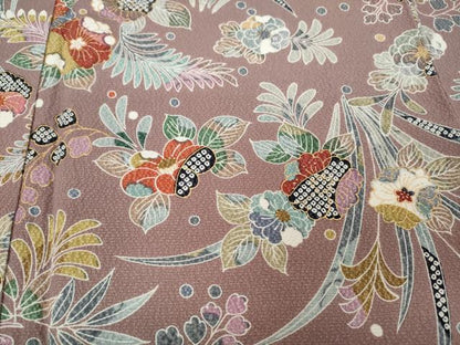 平和屋着物●訪問着 草花尽くし 金彩 鬼しぼ縮緬 正絹 逸品 CAAZ2431ut
